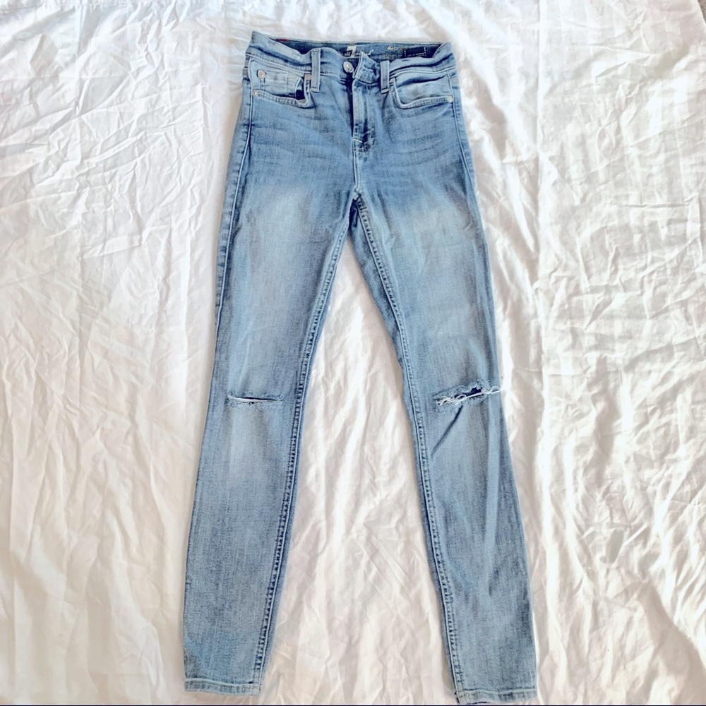 7 For All Mankind The Ankle Skinny Jeans Destroyed